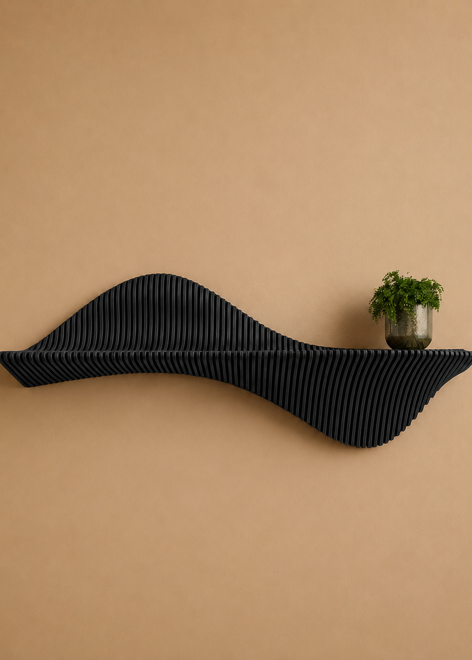 Tide sculpturale houten wandplank – Studio Muur